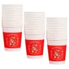 Disposable Cups Straws 50 Pcs Chinese Style Year Of The Dragon Wedding Tea Red Party Paper Cup Water Office Glasses Bathroom Or