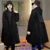 high End Purple Winter Cott Coat Female 2023 New Cott Clip Corduroy Women's Cott Clothes Mid-Length Hooded Trench Coat h62E#