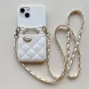 iPhone 15のファッションデザイナー電話ケース14 Pro Max 14 13 12 11 Luxury Leather Crossbody Phonecase Wallet Card Case Pearl Letter Case Back Cover Hot -5