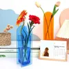 Vases Nordic Style Flower Vase Rainbow Color Acrylic Container Pot Desktop Ornaments Wedding Party Home Decoration Gifts