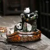 Decorative Figurines Resin Reverse Flow Incense Burner Home Decoration Semi-Manual Creative Panda Handicraft