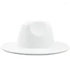 Berets homens lã mulheres branco azul fedora chapéu com fita de couro cavalheiro elegante senhora inverno aba larga jazz panamá sombrero boné