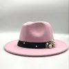 Berretti Cappello Fedora in lana Hawkins Cappello in feltro Tesa larga Donna Trilby Chapeu Feminino Donna Perle Jazz Padrino Sombrero Caps