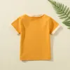 100% Cotton Small Children Summer Short Sleeve T shirt Boys Girls Color Matching Soft Comfy Tops Tees Kids T-shirts Casual 240318