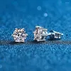 Saplama küpeleri gra moissanite laboratuvar elmas 14K beyaz altın kaplama Sterling Gümüş Küpe Kadınlar Erkek Sevenler Kulak 1CT 2CT 4CT3055