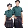 Hôtel Uniforme Summer Waitr Salopette Hôtel Teahouse Restauration Hot Pot Restaurant Unisexe Fi Serveur Uniformes Vêtements de cuisine x2WO #