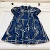 Fashion Girls Dresses Kids Designer Kleding Blue Stripe Design Baby Rok Child PartyDress Maat 100-160 cm Princess Jurk 24mar