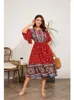 Plus Size Zomer Lg Dr Vrouwen Bloemen Etnische Stijl Gestreepte Print Casual Dames Dres Ruche Fi Vrouw Dr 2023 O31g #