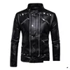 Men'S Fur & Faux Mens Leather Jacket With Many Zippers Coat Biker Motorcycle Black Asian Size Drop Delivery Apparel Clothing Outerwear Dh3Ws