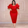 Large S-4Xl Hollow Round Neck Solid Color Pleated High Waist Slim Fit Banquet Party Pencil Women's Dress 715396