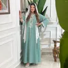 Etnisk klädrock muslimsk abaya dubai broderad kebaya klänning långärmad klänning marockansk jalabiya kaftan islam oman damklänningar eid