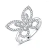 Pierścienie klastra Butterfly Solid Silver 925 Modna Biżuteria Autentyczna mossanitowa pierścionek z diamentem dla kobiet