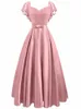Underbara 2024 Pink Ruffle Sleeve Party Satin LG Dr Floral Lace Prom Gown Pleated Women Spring Summer Evening Maxi Dres W2T1#