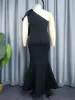 Plus -storlek LG Black Mermaid Dres One Shoulder Diagal Collar Bow Dr Evening Cocktail African Gowns Firar Outfits J4Q2#