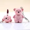 24PcsLot Pink Bear Keychain Lip Glaze Matte Liquid Lipstick Waterproof Long Lasting Gloss Makeup Korea Cosmetics Wholesale 240321