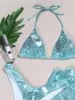 Kadın Mayo 5/10 PCS Bikini Setleri Toplu Ürünler Toptan Kıyafetler Yaz Moda Seksi Plaj Giyim 3 Parça Set Bandaj Bling M11702