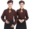 Hotel Restaurant Waiter Uniforms Coffee Shop Waitr LG Sleeve Work Shirt+APR+Tie Set Beer Bar Worker Clothing Wholes U4M1#