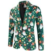 Men's Suits Fashionable Leisure Christmas Printed Buttons Long Sleeve V Neck Suit Coat With Pocket Slim Fitting Outwear Blouses