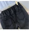 Plus -storlek lg jeans för kvinnor stor stuga grå svart pocket denim byxor kvinnliga 3xl 4xl 5xl 6xl 7xl fi street kläder o3yd#