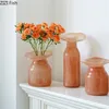 Vaser transparent orange glas vas hydroponics blomma krukor skrivbord dekoration blommor arrangemang blommig rum estetisk dekor
