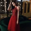 Ny 140 cm Luxury Wine Sequined Tassel Sleeve LG Lady Mother Gravid Women Prom Evening Performance Banket Party Dr Gown V5ww#