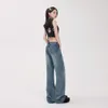 2023 New American Pi Shuai Wide Leg Jeans Womens Cool and Spicy High Waist Versatile Washed Straight leg Jeans