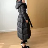 Cuello alto con capucha Down Parkas Mujeres LG Down Abrigos de gama alta Fi Tres pruebas Grueso Cálido Slim Belted Winter Puffer Jacket z8wq #