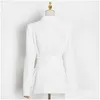 Kadınlar Suits Blazers Bayan Beyaz Minimalist Kadın Çentikli Uzun Kollu Kanatlar Zarif Kadın Moda Giyim Damlası Dağıtım Appare Dhfud