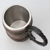 Mokken Originele Viking Drinkmok Verzegeld Gesimuleerd Log Dubbele RVS Cup Liner Gift Home Hout Kleur Kantoor