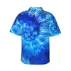 Mäns casual skjortor hippie slipsfärgning skjorta blå modern konst klassiska hawaiian män korta ärmar strand gata stil design överdimensionerade blusar
