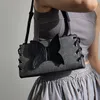 Abendtaschen Original Designer Y2K StyleUnderarm Matte Denim Leder Stereoskopische Schmetterling Dekoration Riemen Süße Geldbörsen