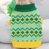 Dog Apparel Fashion Rhombus Plaid Knit Sweater Clothes Sweet Green Cardigan Small Clothing Cat Soft Comfortable Costume Pet Products