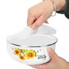 Geschirrsets 5 Stcs Emaille bedeckte Bowl Office Bento Hülle mit Deckel für Küchen Eiertisch Geschirr Plastikschalen Behälter Salat Kind