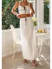 Vestidos de trabalho Mulheres Férias 2 Peça Saia Outfits Verão Sem Mangas Crop Tank Top Cintura Alta Ruffle Maxi Beachwear Drop Delivery App Ot4M8