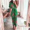 Urban Sexy Dresses Party Elegant Women Summer Fashion Printed Short Sleeve Shirt Dress Vintage Midje TIEK BILLAGA LÅNG ROBE DHFBP