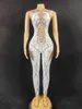 Cristaux Wings Angel Combinaison Plume Blanche Body imprimé 3D Nigthclub Singer Dance Outfit Rhinestes Stage Rompers Tianshi V3me #