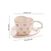 Kupalar Sevgililer Kahve Setleri Romantik Tasarım Çay Yuvası 250ml Sevimli Çay Kupası ve Sak Seti için Renkli Kalp