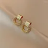 Stud Earrings Women's Simple Gold Color Vintage Small Circle Tassel Piercing For Woman Unusual Korean Charm Ear Jewelry233I