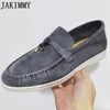 Casual Shoes Suede Leather Metal Lock Loafers Women Slip On Round Toe Mules Flat Autumn Comfort Lovers Walking