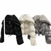 2024 Yeni el fırçalanmış lacivert yakalı Sequin Veet Kısa Pamuklu Yıldız Kat Kış Giysileri Kadın Kabarcık Ceket Puffer E5QJ#