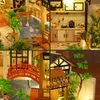 Three-dimensional Puzzle Assembled Building Model Chinese Style Villa Yard Dollhouse Kit Miniature Diy Toy, Home Bedroom Decorations with Furniture Wooden