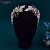 Youlapan Handmade Wedding Fand Fandpide Cabelo Cabelo Brides Fr Leaf Tiara Bridesmaid Woman Woman HP272 69JP#