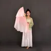 magic Pink Half Circle Double Fan Veils 100% Silk Women Folk Dance Veil Pair1L+1R Two Layers Light Silk Dance Veil Hand Dye D5zy#