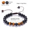 Strand män kvinnor naturliga semi ädelsten pärlstav armband justerbart flätat rep tiger's eye lava rock diffuser yoga pärlor