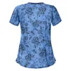 Uniformes d'esthéticienne Blouses à imprimé floral Tops à manches courtes Col en V Tops de travail de laboratoire Summer Beauty Sal Pet Club Workwear A50 P9RN #