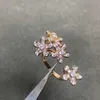 Designer Van New Flower Set Diamond Trendy Ring Voller Roségold weißer Schmuck TM8L