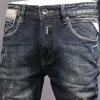 Streetwear Fi Männer Jeans Hohe Qualität Retro Tiefblau Stretch Slim Fit Zerrissene Jeans Männer Vintage Designer Denim Hosen Homme L1aj #