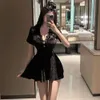 SEX DRESS Jacquard Chinese Style Qipao Short Skirt COS Flight Attendant Uniform Dress Banquet 878631