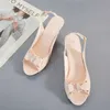 Sandaler 2023 Kvinnlig stilett High Heel Shoes Woman Pumpar Sexig öppen tå Fish Mouth Bowknot Party Ladies Summer H2403286QQA