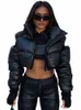 znaiml Sexy Night Club Hollow Out Shoulder Lg Sleeve Zipper Fly Short Moto Biker Style Jacket Women's Winter Warm Parkas Coats j4fq#